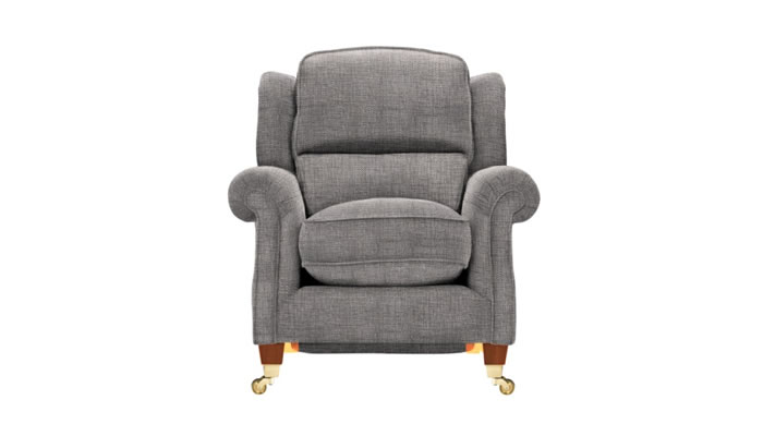 Parker Knoll Henley Powered Footrest Armchair in Latitude Grey with Cherry Legs
